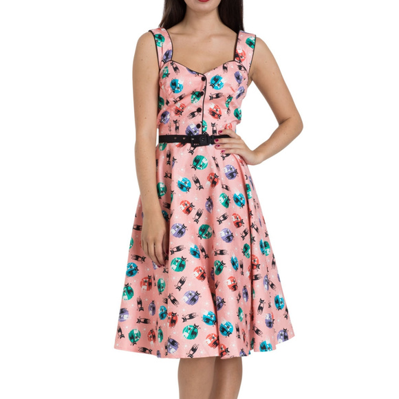 Voodoo Vixen Retro Kitty 50s Flared Dress NWT - Picture 1 of 9
